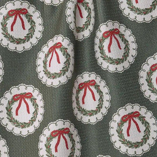 Alternate view of Merry Wreaths Christmas tea towel, 18 by 30 inches
