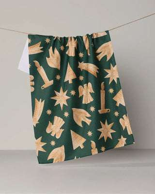 Noel Icons print tea towel in absorbent recycled woven fabric