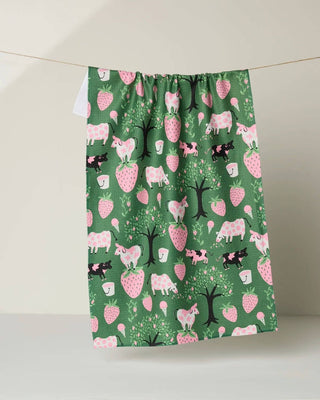 Geometry Tea Towel, Strawberry Cows - 441 Tea Towels - The Farmhouse