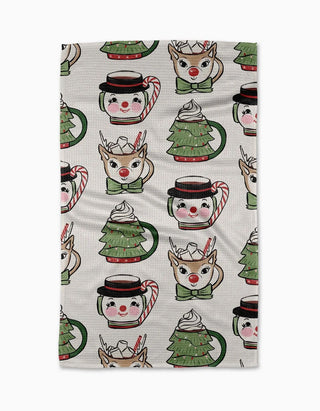 Vintage Mugs print tea towel in absorbent quick-drying Geoweave fabric