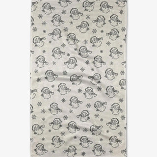 Vintage Santa print tea towel in recycled waffle weave fabric