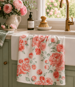 Geometry Tea Towels, Blush Florals - 441 Tea Towels - The Farmhouse