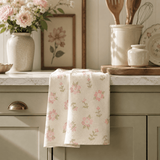 Geometry Tea Towels, Cross Stitch Floral Yellow - 441 Tea Towels - The Farmhouse