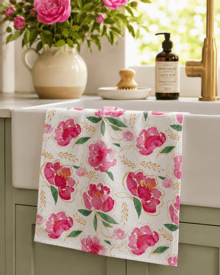 Geometry Tea Towels, Pink Peony - 441 Tea Towels - The Farmhouse