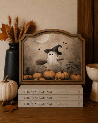 Ghostie Witch Provincial Framed Art 9x10" - 430 Holiday Décor - The Farmhouse