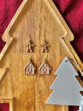 Gingerbread Man Earrings, Gingerbread House Earrings - 290 Jewelry - The Farmhouse