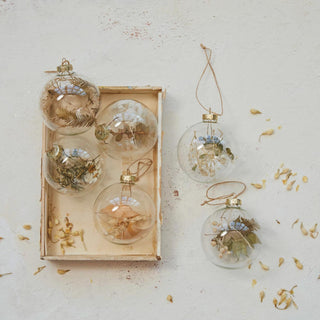 Glass Ball Ornament w/ Dried Botanicals - The Farmhouse