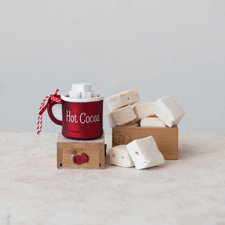 Glass Hot Cocoa Mug Ornament w/ Polka Dot Ribbon - The Farmhouse