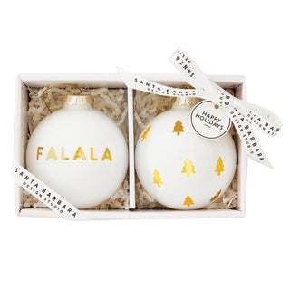 Glass Ornament Set FaLaLa and Trees - The Farmhouse