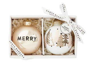 Glass Ornament Set - Merry and Trees - Set of 2 - The Farmhouse