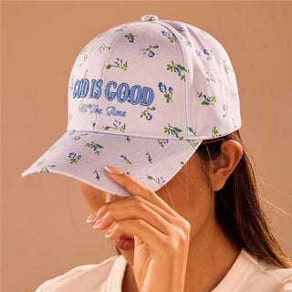 "God Is Good All the Time" Floral Baseball Cap - 260 Fashion Accessories - The Farmhouse
