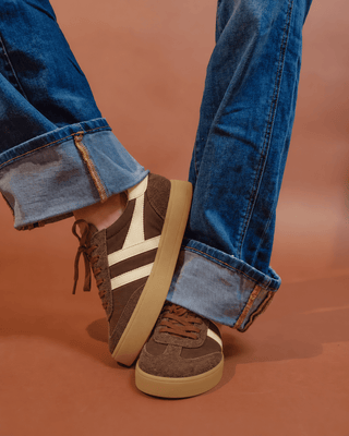 GOLA WOMEN'S VIPER SNEAKERS, DARK BROWN/BONE/GOLD/GUM - 300 Footwear - The Farmhouse
