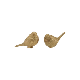 Golden Christmas songbird figurines with rich textured artisan finish