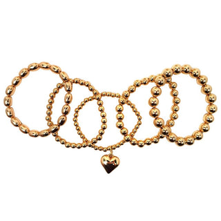 Golden Puffy Heart Bracelet Set - 290 Jewelry - The Farmhouse