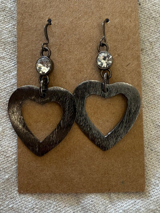 Grace Heart Gemstone Earrings, Gunmetal - 290 Jewelry - The Farmhouse