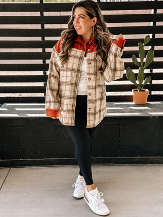 Great Plains Western Boho Corduroy Flannel Shacket, Rust - The Farmhouse