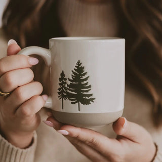 Green Trees Stoneware Coffee Mug - Christmas Decor - 430 Holiday Decor - The Farmhouse