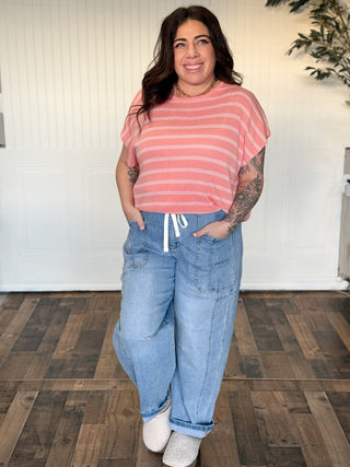 Guava Drift Stripe Sweater Top - 100 Casual Tops - The Farmhouse