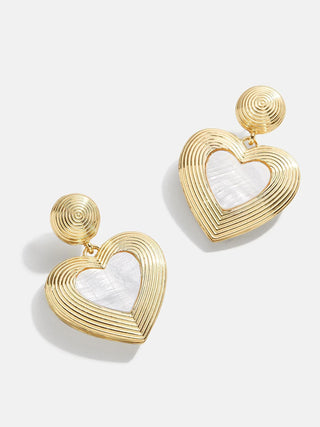 Haley Earrings - Gold Ribbed Heart - The Farmhouse