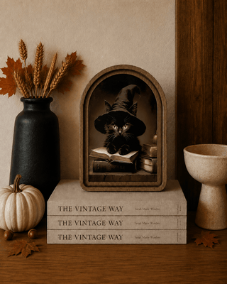 Halloween Cat Arch Top Framed Art 6x8" - 430 Holiday Décor - The Farmhouse