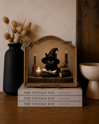 Halloween Cat Provincial Arch Framed Art 9x10" - 420 Home Decor - The Farmhouse