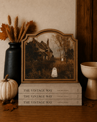 Halloween Ghost Cottage Provincial Framed Art - 430 Holiday Décor - The Farmhouse
