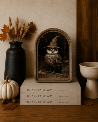 Halloween Owl Arched Framed Art 6x8" - 420 Home Decor - The Farmhouse