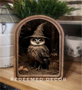 Redeemed Decor Halloween Owl Arched Framed Art – The Farmhouse Boutique