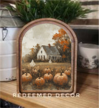Redeemed Decor Halloween Pumpkin Farmhouse Arch Framed Art – The Farmhouse Boutique