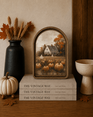 Halloween Pumpkin Farmhouse Arch Framed Art 6x8" - 430 Holiday Décor - The Farmhouse