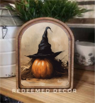 Halloween Pumpkin Witch Hat Arch Framed Art - 430 Holiday Décor - The Farmhouse