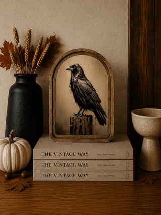Halloween Raven Arch Framed Art 6x8" - 430 Holiday Décor - The Farmhouse