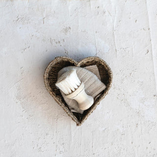 Hand - Woven Seagrass & Metal Heart Shaped Basket - The Farmhouse