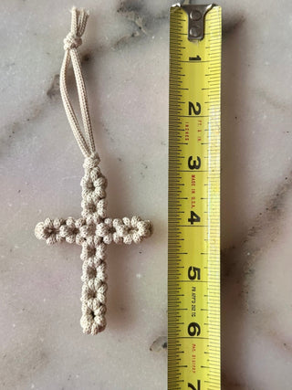 Handmade Macrame Cross Ornament - 430 Holiday Decor - The Farmhouse