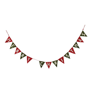 Handmade wool felt Merry Christmas pennant banner in red and green