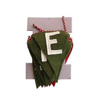 Styled view of Merry Christmas felt pennant banner