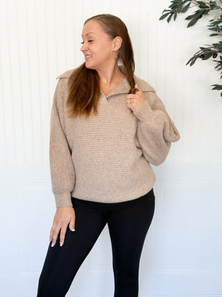 Harbor Hacci Collared Sweater Top - 100 Casual Tops - The Farmhouse