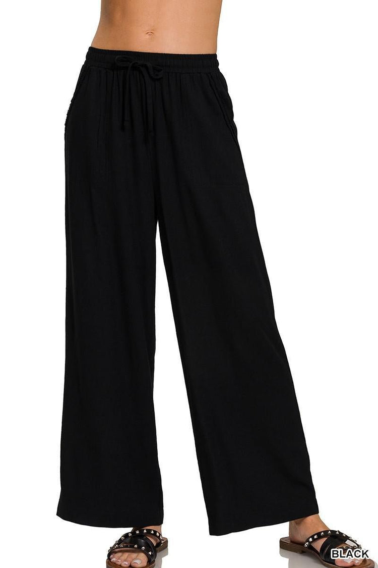 Harbor Wide-Leg Linen Blend Pants - The Farmhouse