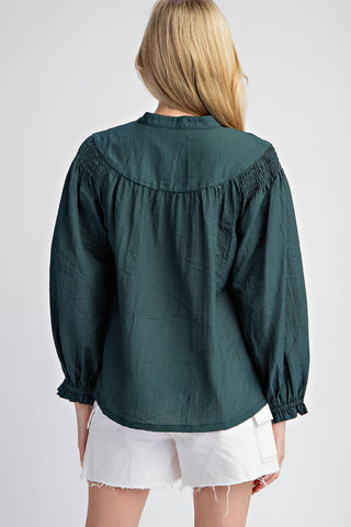 Harvest Glow Comfy Business Casual Long Sleeve Top, Hunter Green - The Farmhouse