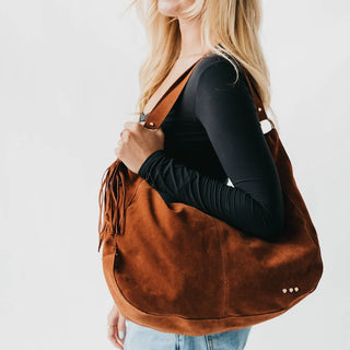 Hazel Hobo Shoulder Bag with Tassel, Chocolate