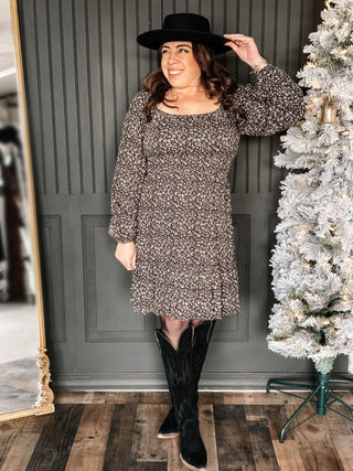 Hear Me Roar Boho Western Leopard Dress, Charcoal - The Farmhouse