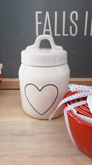 Heart Candy Jar, Rae Dunn Ceramic Jar - The Farmhouse