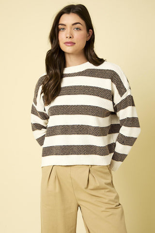 Hearthside Harmony Striped Sweater, Neutrals - The Farmhouse