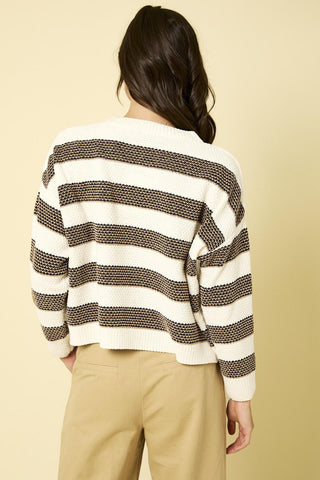 Hearthside Harmony Striped Sweater, Neutrals - The Farmhouse