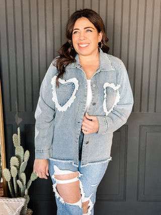 Heartland Lace Denim Shacket - The Farmhouse