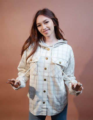 HEM & THREAD Women's Ecru Hayfield Plaid Shacket - 150 Kimonos + Cardigans - The Farmhouse