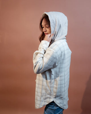 HEM & THREAD Women's Ecru Hayfield Plaid Shacket - 150 Kimonos + Cardigans - The Farmhouse