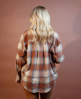 HEM & THREAD Women's Maple Brick Oversized Flannel - 150 Kimonos + Cardigans - The Farmhouse