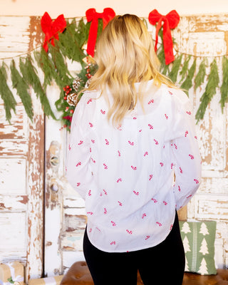 Back view of Hem & Thread Merry Mint button-down shirt
