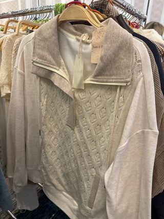 HEM & THREAD Women's Oatfield Crochet Fleece Pullover - 140 Sweatshirts + Sweaters - The Farmhouse